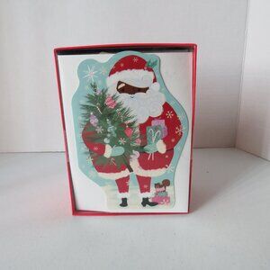 Molly & Rex Merry Christmas Black Santa Calus 15 Embellished Glitter Cards Box